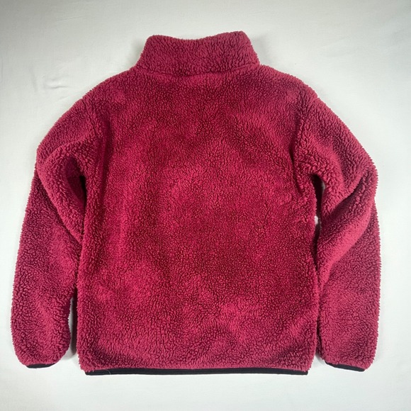 PINK‎ Victoria's Secret Sherpa Fleece Full Zip Jacket Burgundy Maroon Womens XS - Picture 7 of 8